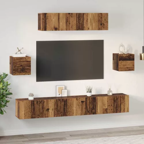 TV szekrény garnitúra 7 pcs Régi fa 80 x 30 x 30 cm Faanyag
