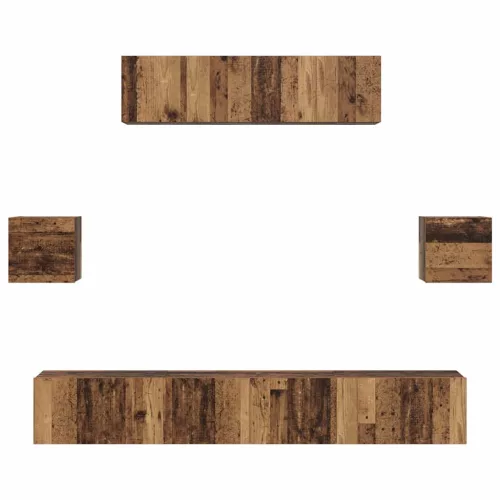 TV szekrény garnitúra 7 pcs Régi fa 80 x 30 x 30 cm Faanyag