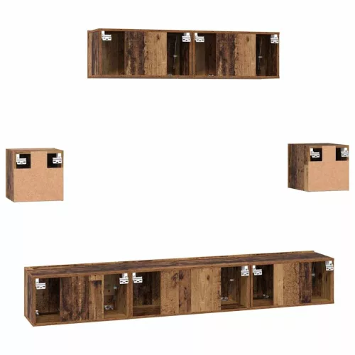 TV szekrény garnitúra 7 pcs Régi fa 80 x 30 x 30 cm Faanyag