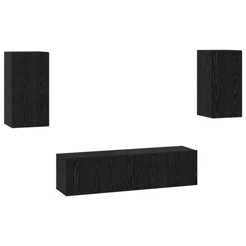 TV szekrény garnitúra Falra szerelhető 4 pcs Musta tammi