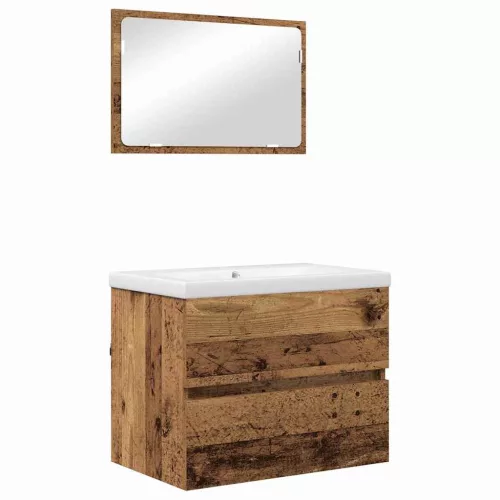 Fürdőszoba bútor szett 3 pcs Régi fa 60 x 38.5 x 45 cm Faanyag