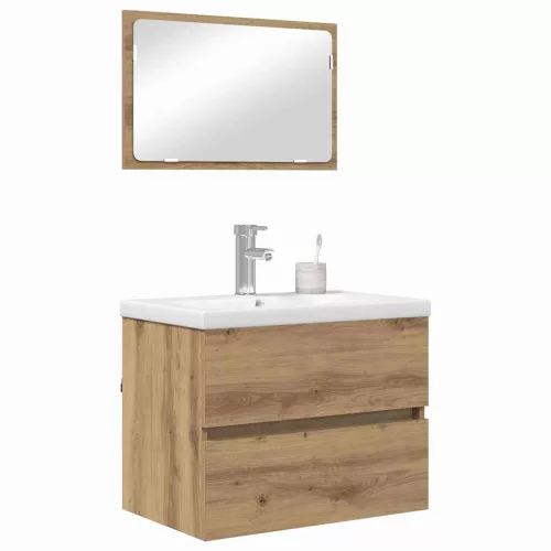 Fürdőszoba bútor szett 3 pcs kézműves tölgy 60 x 38.5 x 45 cm