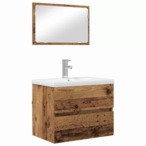 Fürdőszoba bútor szett 3 pcs Régi fa 60 x 38.5 x 45 cm Faanyag