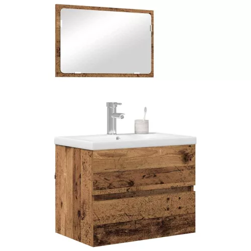 Fürdőszoba bútor szett 3 pcs Régi fa 60 x 38.5 x 45 cm Faanyag