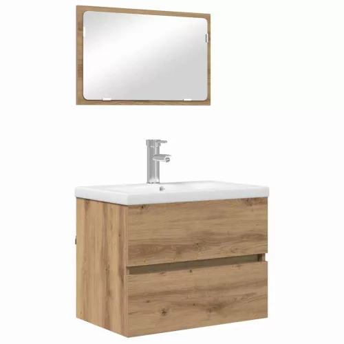 Fürdőszoba bútor szett 3 pcs Musta tammi 60 x 38.5 x 45 cm