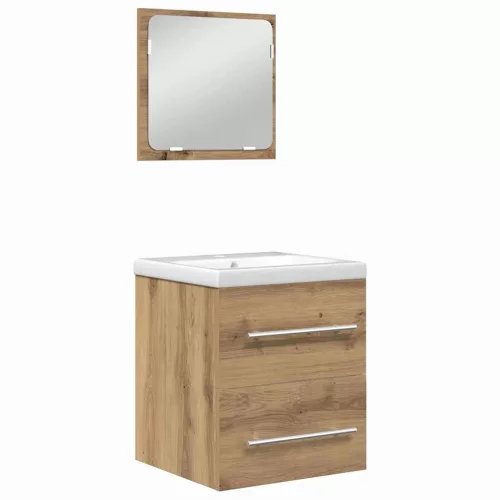 Fürdőszoba bútor szett fiókkal 2 pcs Musta tammi Faanyag