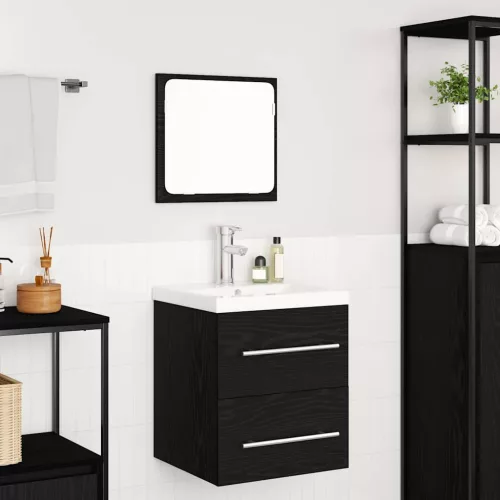 Fürdőszoba bútor szett fiókkal 2 pcs Musta tammi Faanyag