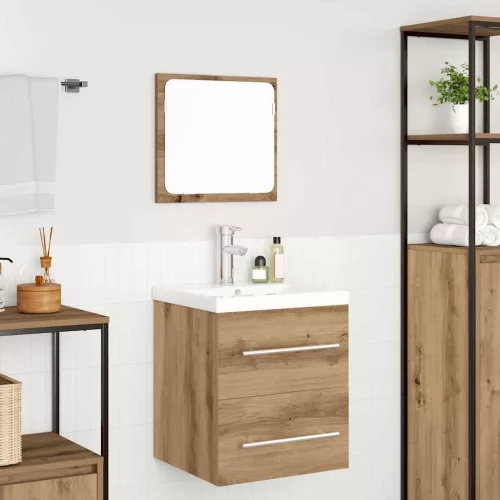 Fürdőszoba bútor szett tárolóval 2 pcs kézműves tölgy Faanyag