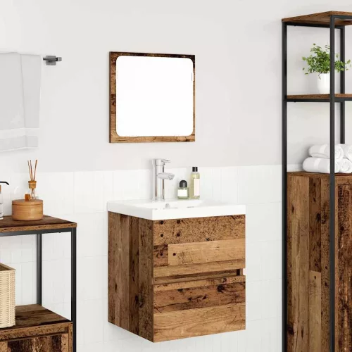 Fürdőszoba bútor szett fiókkal 3 pcs Régi fa és Fehér Faanyag