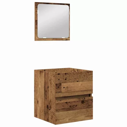 Fürdőszoba bútor szett fiókkal 3 pcs Régi fa és Fehér Faanyag