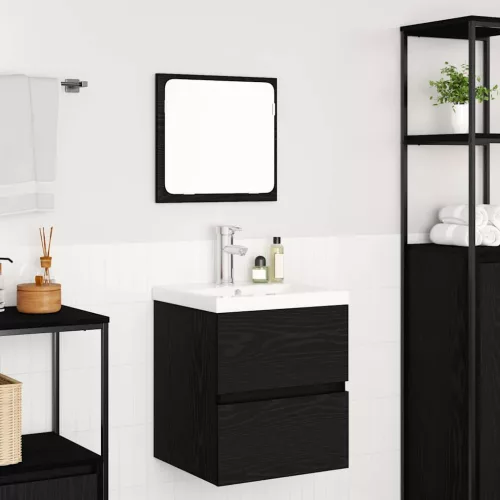 Fürdőszoba bútor szett 3 pcs Fekete tölgy és Fehér Faanyag