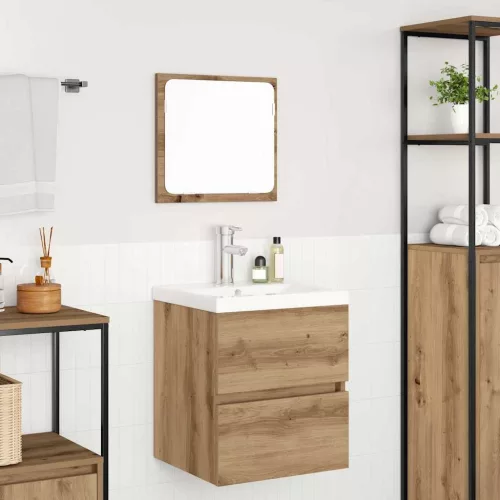 Fürdőszoba bútor szett 3 pcs Mesteri tölgy és Fehér Faanyag