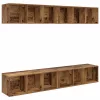 Fali TV Szekrény 4 pcs Régi fa 37 x 37 x 107.5 cm Műanyag Fa