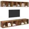Fali TV Szekrény 4 pcs Régi fa 37 x 37 x 107.5 cm Műanyag Fa