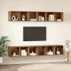 Fali TV Szekrény 4 pcs Régi fa 37 x 37 x 107.5 cm Műanyag Fa