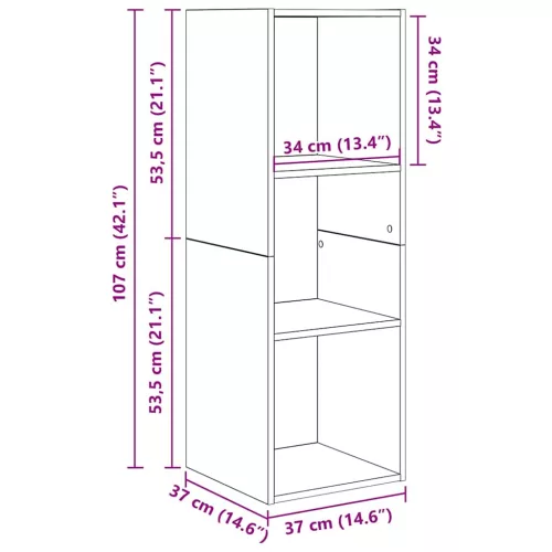 Fali TV Szekrény 4 pcs Régi fa 37 x 37 x 107.5 cm Műanyag Fa