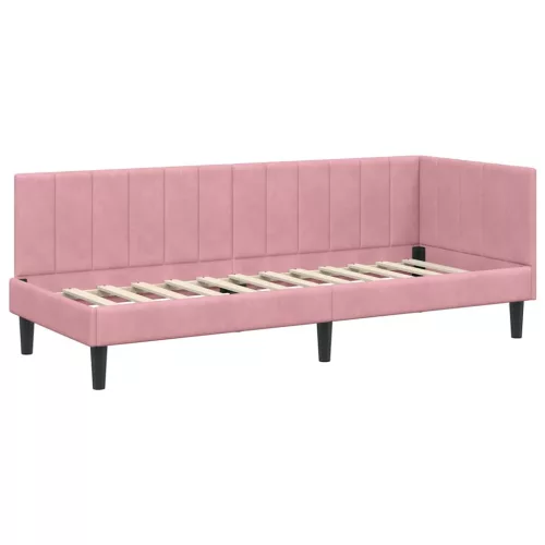 Sarokágy keret matraccal Rózsaszín 80 x 200 cm Bársony