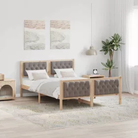   Ágykeret fejtámlával Tópszínű 140 x 190 cm Tömör fenyőfa