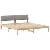 Ágykeret fejtámlával Barna és taupe 200 x 200 cm Tömör fenyőfa