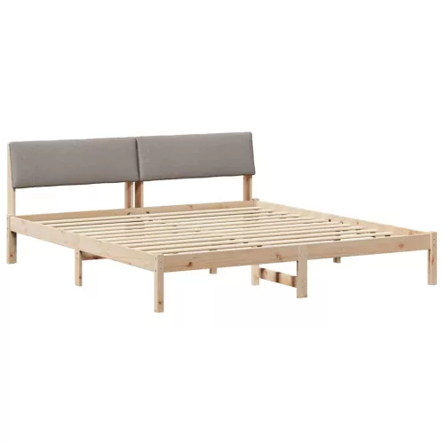 Ágykeret fejtámlával Barna és taupe 200 x 200 cm Tömör fenyőfa