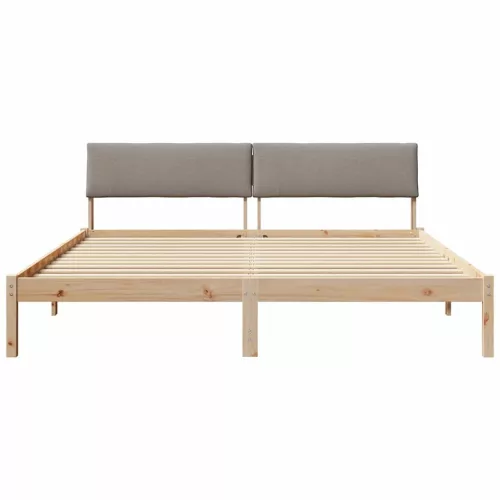 Ágykeret fejtámlával Barna és taupe 200 x 200 cm Tömör fenyőfa