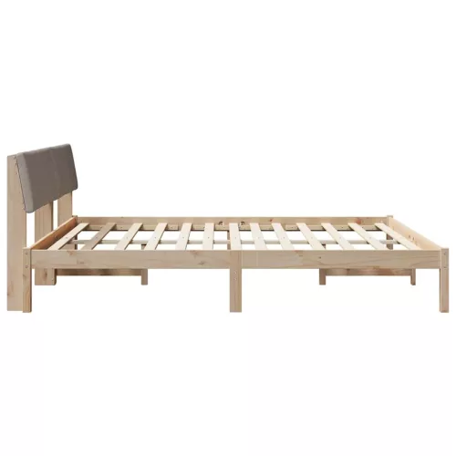 Ágykeret fejtámlával Barna és taupe 200 x 200 cm Tömör fenyőfa