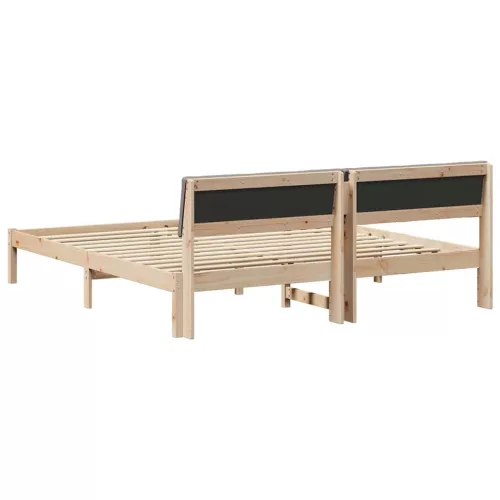 Ágykeret fejtámlával Barna és taupe 200 x 200 cm Tömör fenyőfa