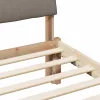 Ágykeret fejtámlával Barna és taupe 200 x 200 cm Tömör fenyőfa