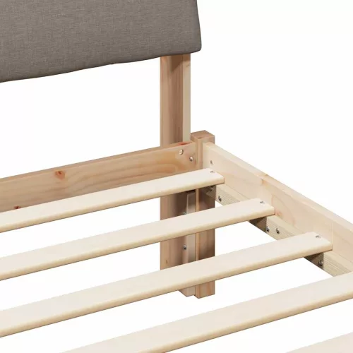 Ágykeret fejtámlával Barna és taupe 200 x 200 cm Tömör fenyőfa