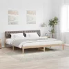 Ágykeret fejtámlával Barna és taupe 200 x 200 cm Tömör fenyőfa