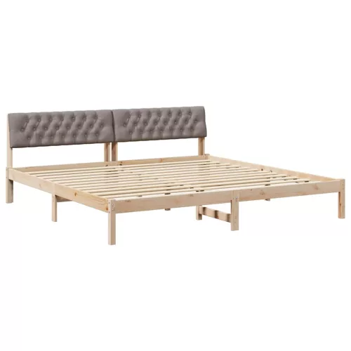 Ágykeret fejtámlával Barna és taupe 200 x 200 cm Tömör fenyőfa