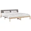 Ágykeret fejtámlával Barna és taupe 200 x 200 cm Tömör fenyőfa