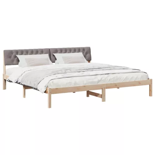 Ágykeret fejtámlával Barna és taupe 200 x 200 cm Tömör fenyőfa