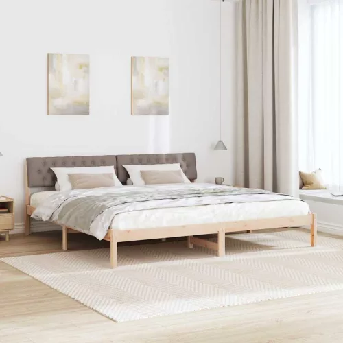 Ágykeret fejtámlával Barna és taupe 200 x 200 cm Tömör fenyőfa