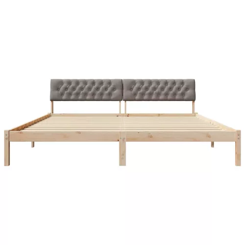 Ágykeret fejtámlával Barna és taupe 200 x 200 cm Tömör fenyőfa