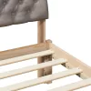 Ágykeret fejtámlával Barna és taupe 200 x 200 cm Tömör fenyőfa