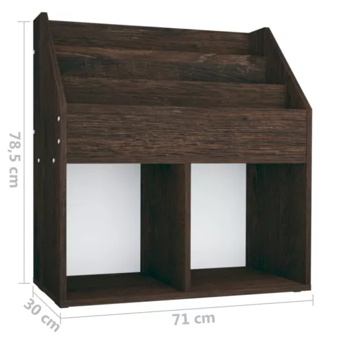 Füstös tölgy színű szerelt fa gyerek újságtartó 71x30x78,5 cm