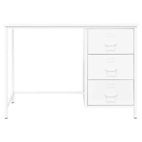 Fehér acél ipari stílusú íróasztal fiókokkal 105 x 52 x 75 cm
