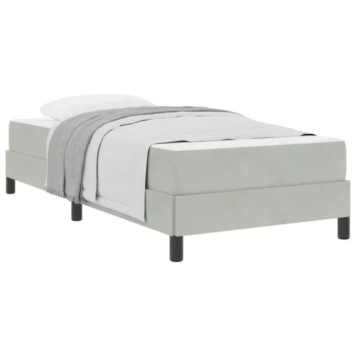 Boxspring ágy matraccal Világosszürke 90 x 190 cm Bársony