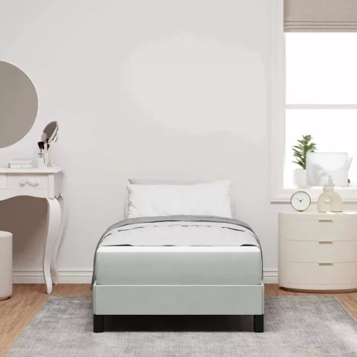 Boxspring ágy matraccal Világosszürke 90 x 190 cm Bársony