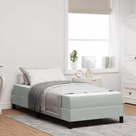   Boxspring ágy matraccal Világosszürke 90 x 200 cm Bársony