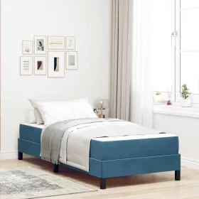 Boxspring ágy matraccal Sötét kék 90 x 200 cm Bársony