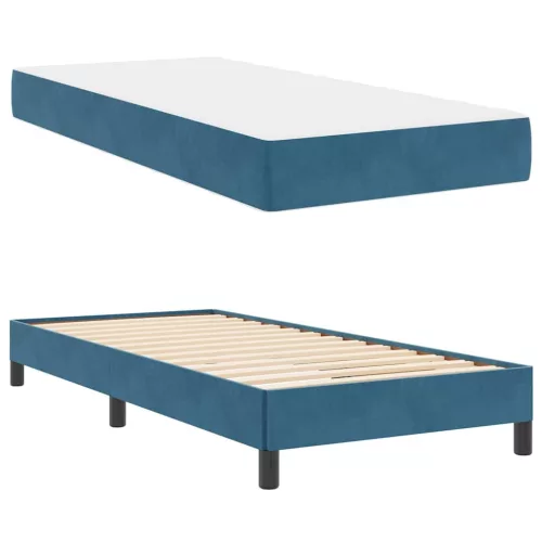 Boxspring ágy matraccal Sötét kék 90 x 200 cm Bársony