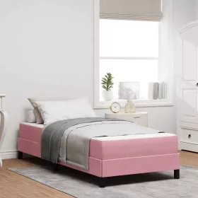 Boxspring ágy matraccal Rózsaszín 100 x 200 cm Bársony