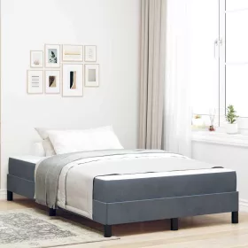   Boxspring ágy matraccal Sötétszürke 120 x 190 cm Bársony