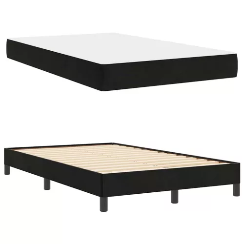 Boxspring ágy matraccal Fekete 120 x 190 cm Bársony