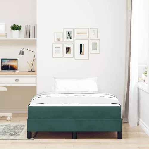 Boxspring ágy matraccal Sötétzöld 120 x 190 cm Bársony