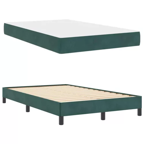 Boxspring ágy matraccal Sötétzöld 120 x 190 cm Bársony