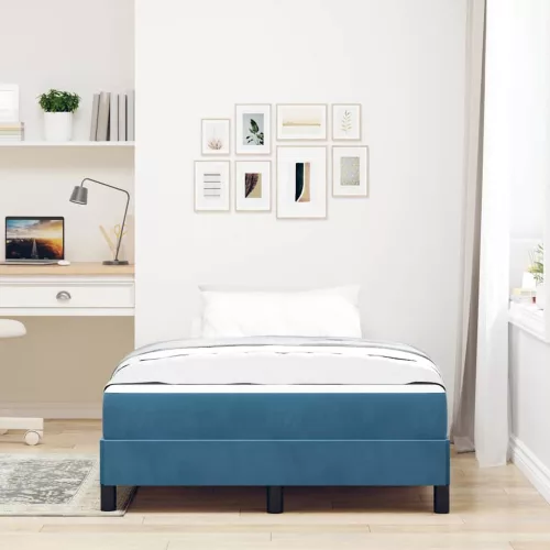 Boxspring ágy matraccal Sötét kék 120 x 190 cm Bársony