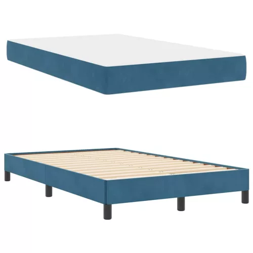 Boxspring ágy matraccal Sötét kék 120 x 190 cm Bársony
